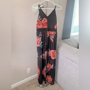 Floral Black and Red Jumpsuit